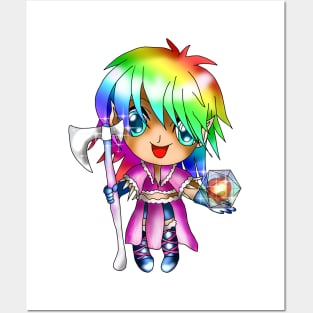 cute chibi elf dnd rainbow barbarian Posters and Art